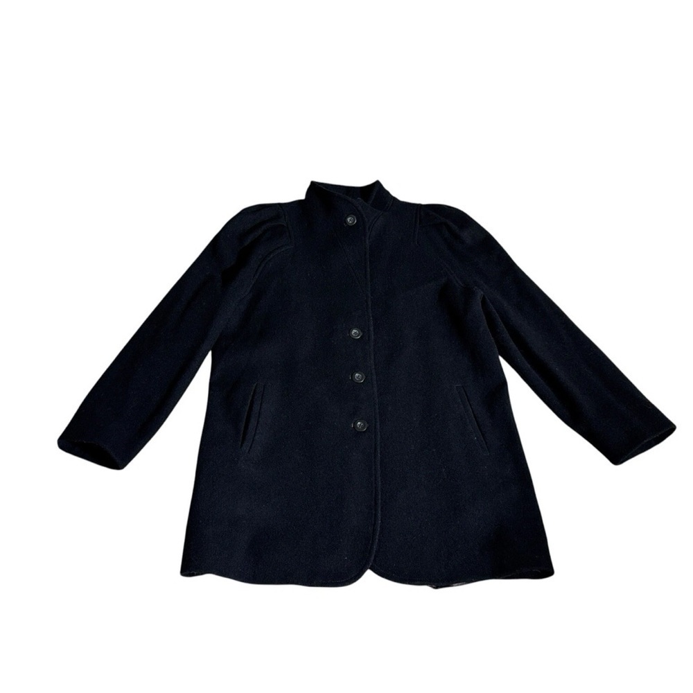 International Scene Women's Black 100 Pure Wool Coat Preppy Style Retro Sz 13/14